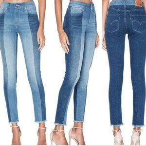 Levi’s 721 High-Rise Skinny Two Tone Raw Hem Japanese Denim Jeans 28